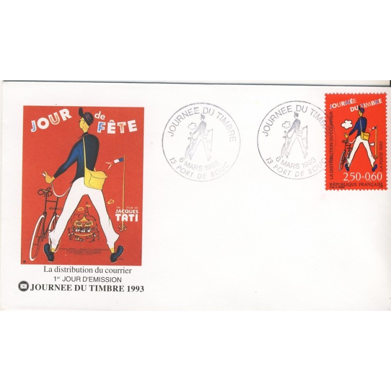 JOURNEE DU TIMBRE 1993 - ENVELOPPE LES METIERS DE LA POSTE - LA DISTRIBUTION DU COURRIER