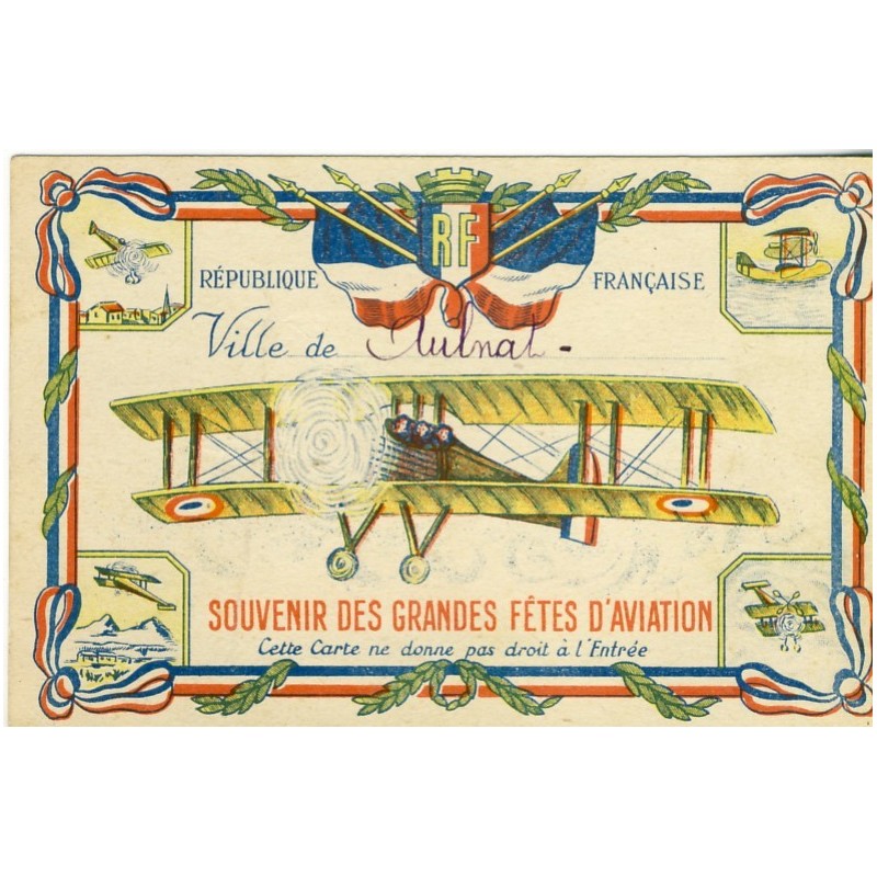 CARTE SOUVENIR DES GRANDES FETES D'AVIATION - AULNAT 1934