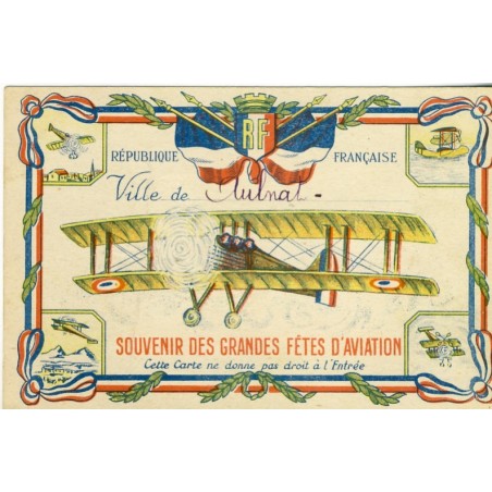 CARTE SOUVENIR DES GRANDES FETES D'AVIATION - AULNAT 1934