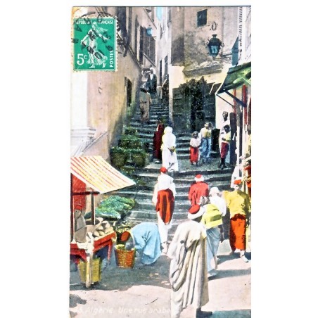CARTE POSTALE ALGERIE - UNE RUE ARABE ANIMEE