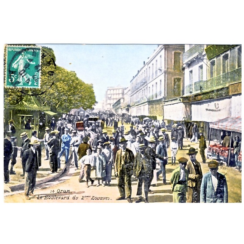 CARTE POSTALE ORAN - LE BOULEVARD DU 2ème ZOUAVES