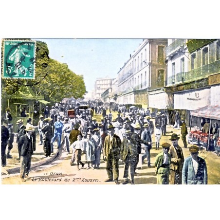 CARTE POSTALE ORAN - LE BOULEVARD DU 2ème ZOUAVES