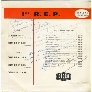 DISQUE 45 TOURS EP - CHOEURS DU 1er R.E.P. DISQUE 45 TOURS EP - CHOEURS DU 1er R.E.P.