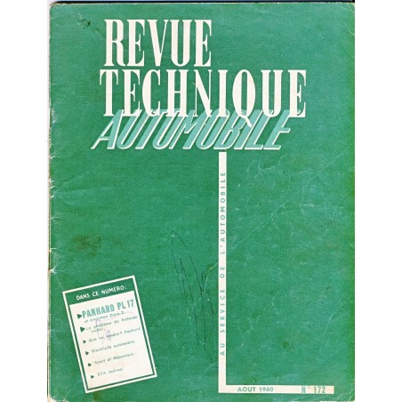 REVUE TECHNIQUE AUTOMOBILE AOUT 1960 N° 172