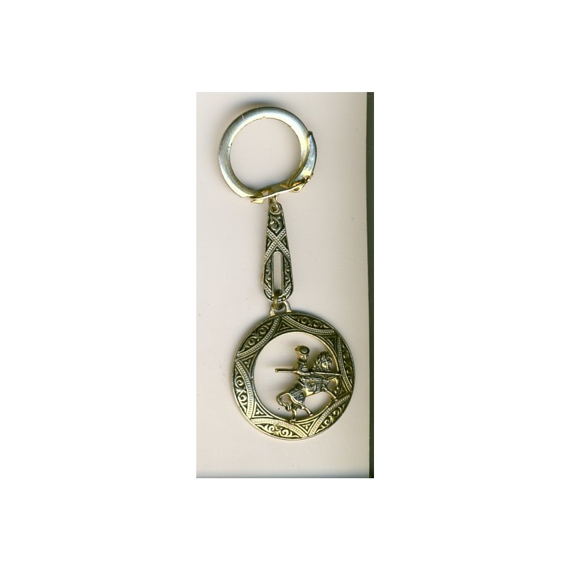 PORTE CLES DON QUICHOTTE - METAL DORE CISELE