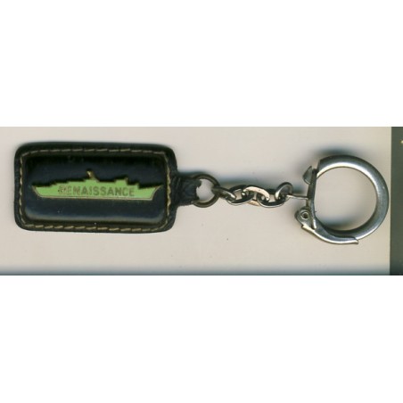 PORTE CLES PAQUEBOT RENAISSANCE﻿ CUIR ET METAL EMAILLE