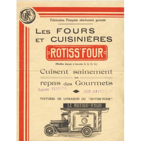 PUBLICITE FOURS ET CUISINIERES ROTISS'FOUR