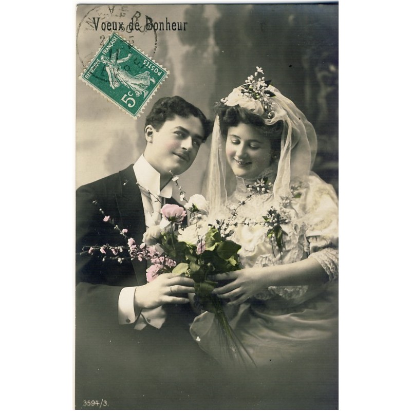 CARTE POSTALE MARIAGE - VOEUX DE BONHEUR