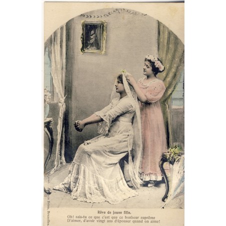 CARTE POSTALE MARIAGE - REVE DE JEUNE FILLE