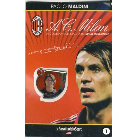 PIN'S PAOLO MALDINI SUR CARTE A.C. MILAN 