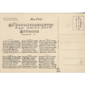 CARTE POSTALE LES CHANSONS DE BERENGER - MON CURE