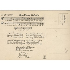 CARTE POSTALE LES CHANSONS DE BERENGER - BON VIN ET FILLETTE﻿