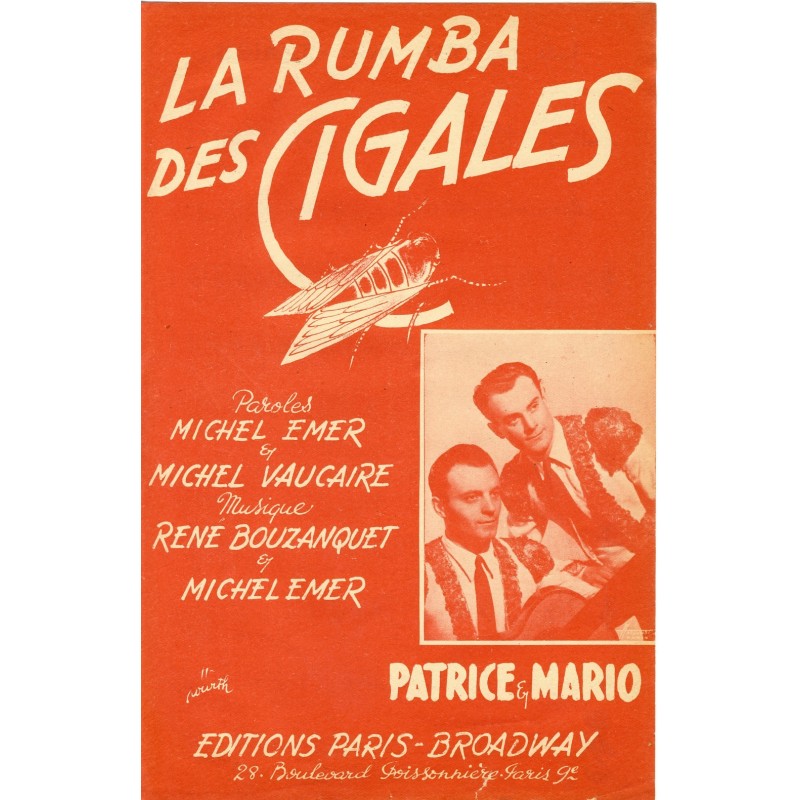 PARTITION DE PATRICE ET MARIO. LA RUMBA DES CIGALES