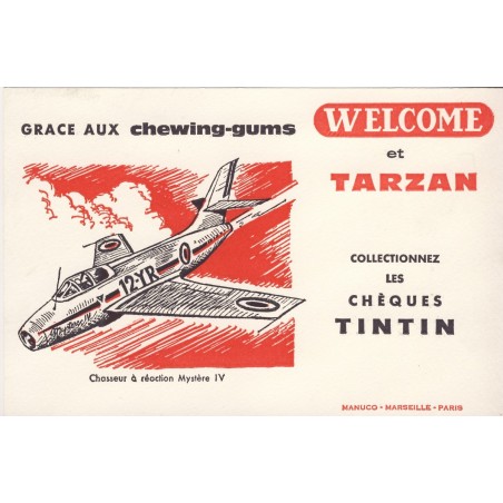 BUVARD CHEWING-GUM WELCOME ET TARZAN