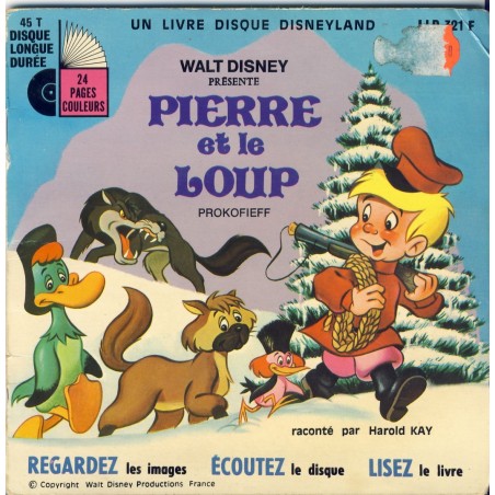 LIVRE-DISQUE 45 TOURS - PIERRE ET LE LOUP - WALT DISNEY