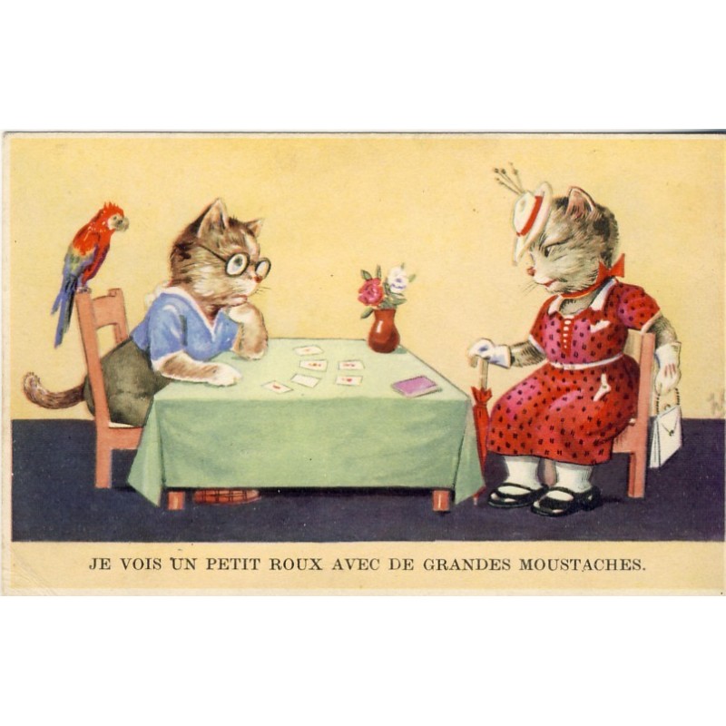 CARTE POSTALE CHATS HUMANISES - CHEZ LE VOYANT