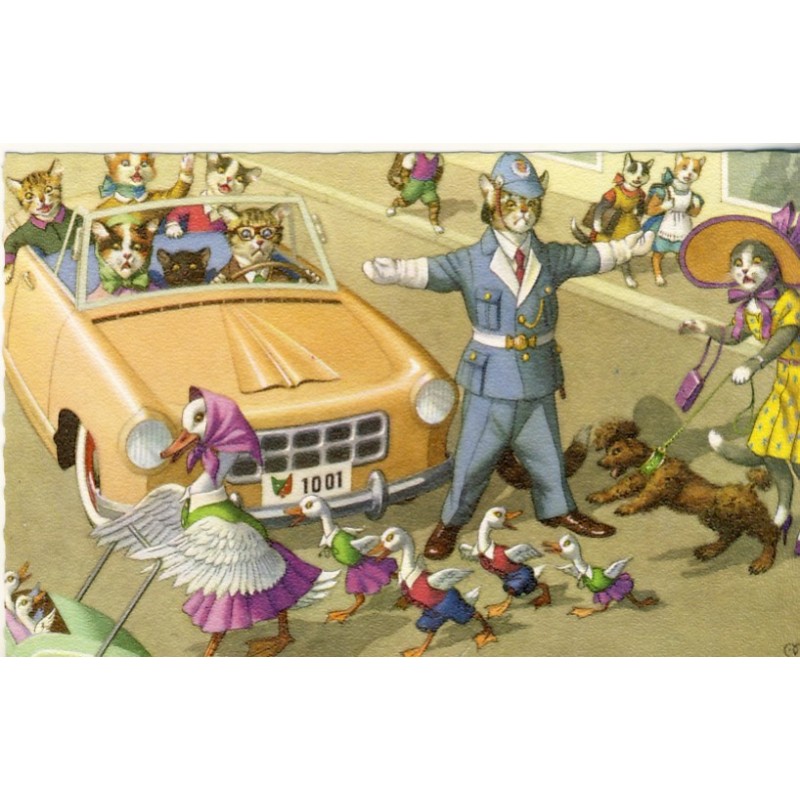 CARTE POSTALE CHATS HUMANISES - LE POLICIER - ALFRED MAINZER