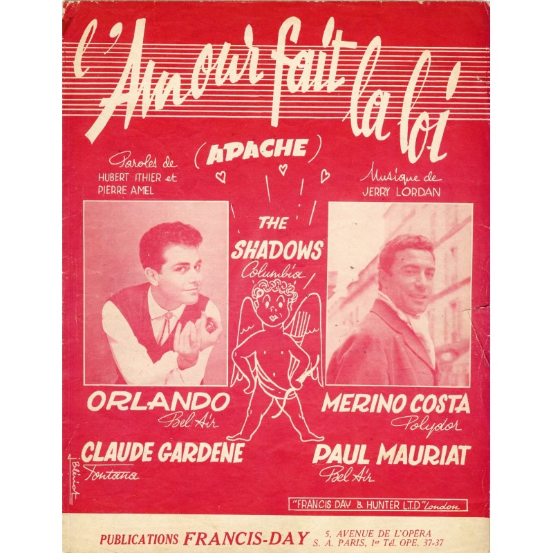 PARTITION DES SHADOWS - L'AMOUR FAIT LA LOI (APACHE) PARTITION DES SHADOWS - L'AMOUR FAIT LA LOI (APACHE)