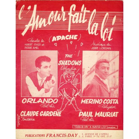 PARTITION DES SHADOWS - L'AMOUR FAIT LA LOI (APACHE)