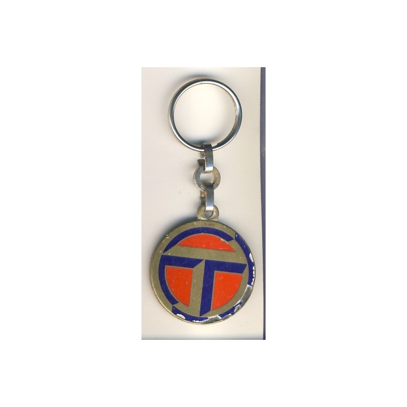 PORTE CLES TALBOT - METAL EMAILLE OR BLEU ET ROUGE