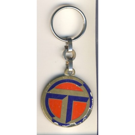 PORTE CLES TALBOT - METAL EMAILLE OR BLEU ET ROUGE