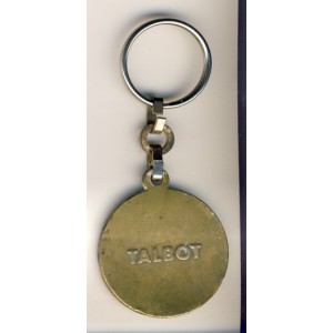 PORTE CLES TALBOT - METAL EMAILLE OR BLEU ET ROUGE