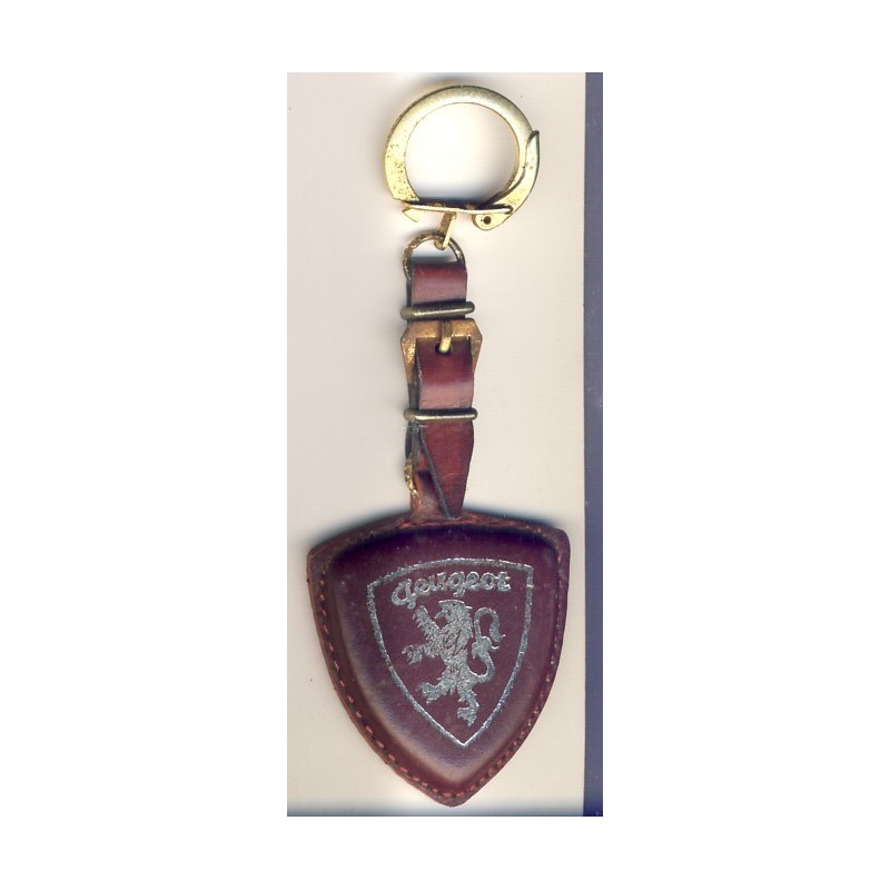 PORTE CLES PEUGEOT DREUX CUIR MARRON