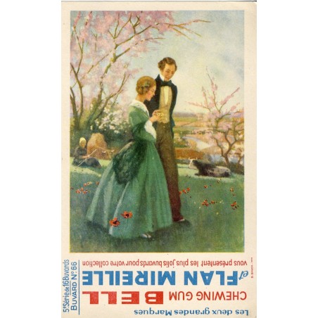 BUVARD CHEWING GUM BELL ET FLAN MIREILLE -5ème SERIE N° 66