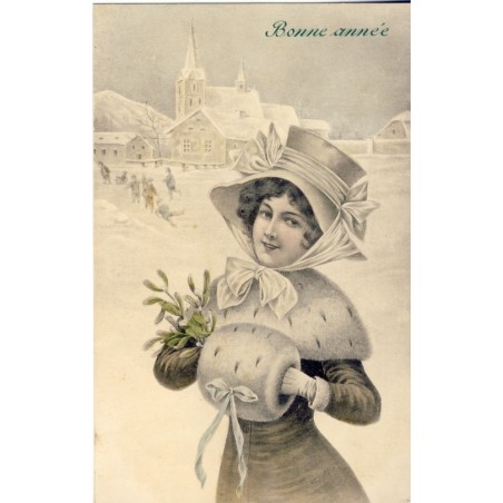 CARTE POSTALE  V. K. VIENNE - JEUNE FEMME AU CHAPEAU