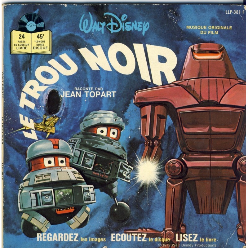 LIVRE-DISQUE 45 TOURS LE TROU NOIR - WALT DISNEY