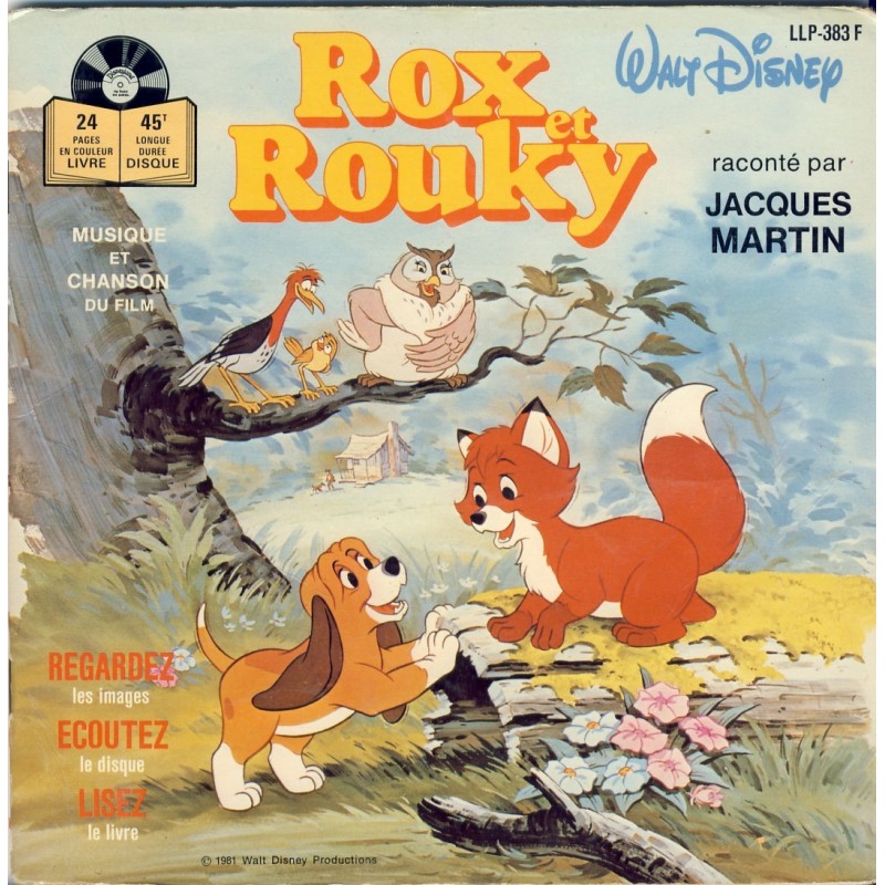 LIVRE-DISQUE 45 TOURS ROX ET ROUKY - WALT DISNEY