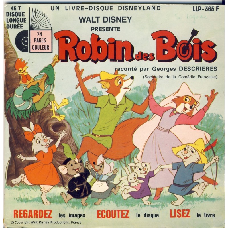 LIVRE-DISQUE 45 TOURS ROBIN DES BOIS - WALT DISNEY