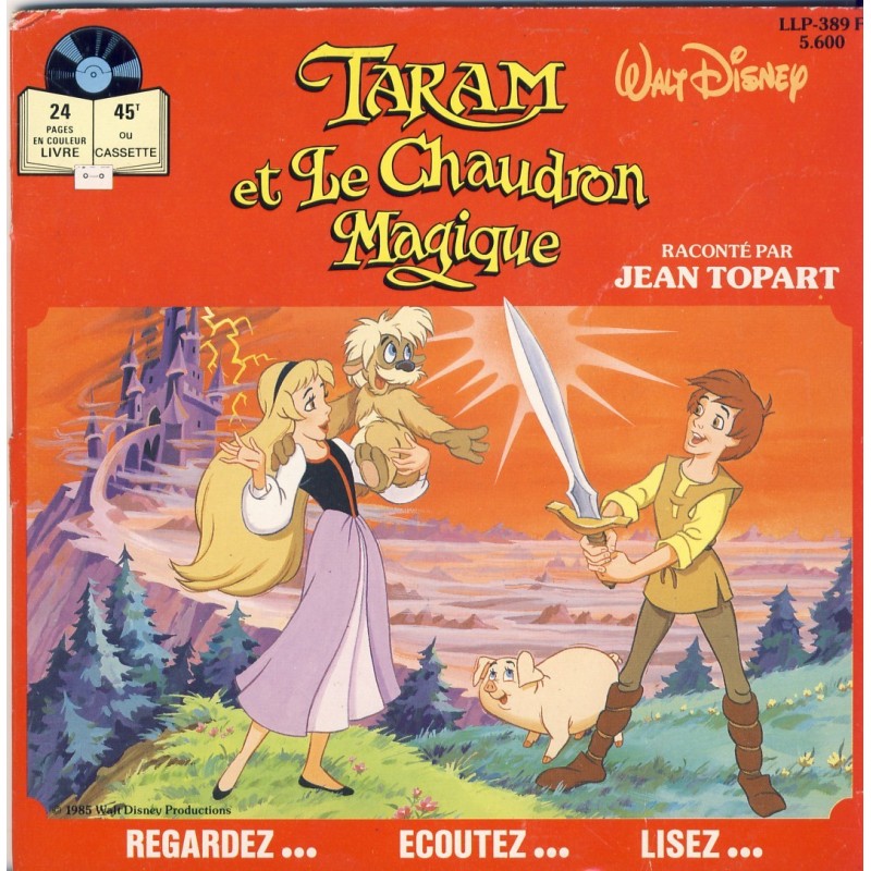 LIVRE-DISQUE 45 TOURS TARAM ET LE CHAUDRON MAGIQUE - WALT DISNEY