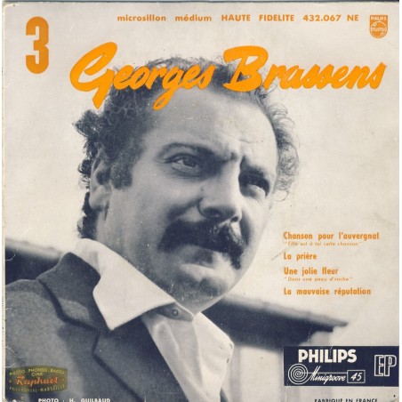 DISQUE 45 TOURS 17 cm EP - BIEM.  GEORGES BRASSENS ET SA GUITARE N°3