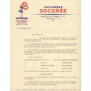 LETTRE  CHICOREE SOCOREES - SAINTE OLLE LES CAMBRAY (Nord)