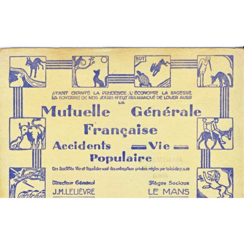 BUVARD MUTUELLE GENERALE FRANCAISE POPULAIRE - LE MANS BUVARD MUTUELLE GENERALE FRANCAISE POPULAIRE - LE MANS