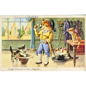 CARTE POSTALE CHATS HUMANISES - CADET ROUSSEL