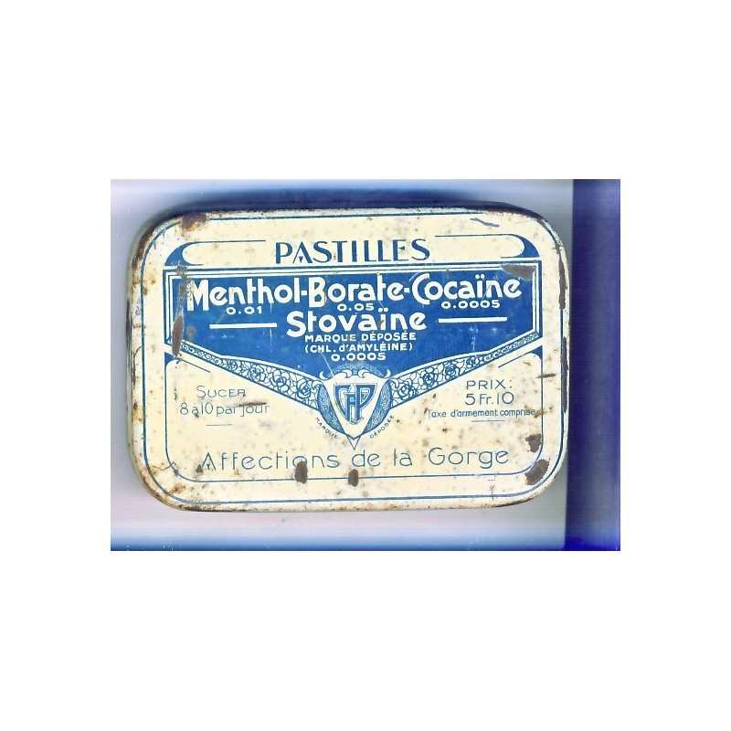 BOITE DE PASTILLES MENTHOL-BORATE-COCAINE - METAL