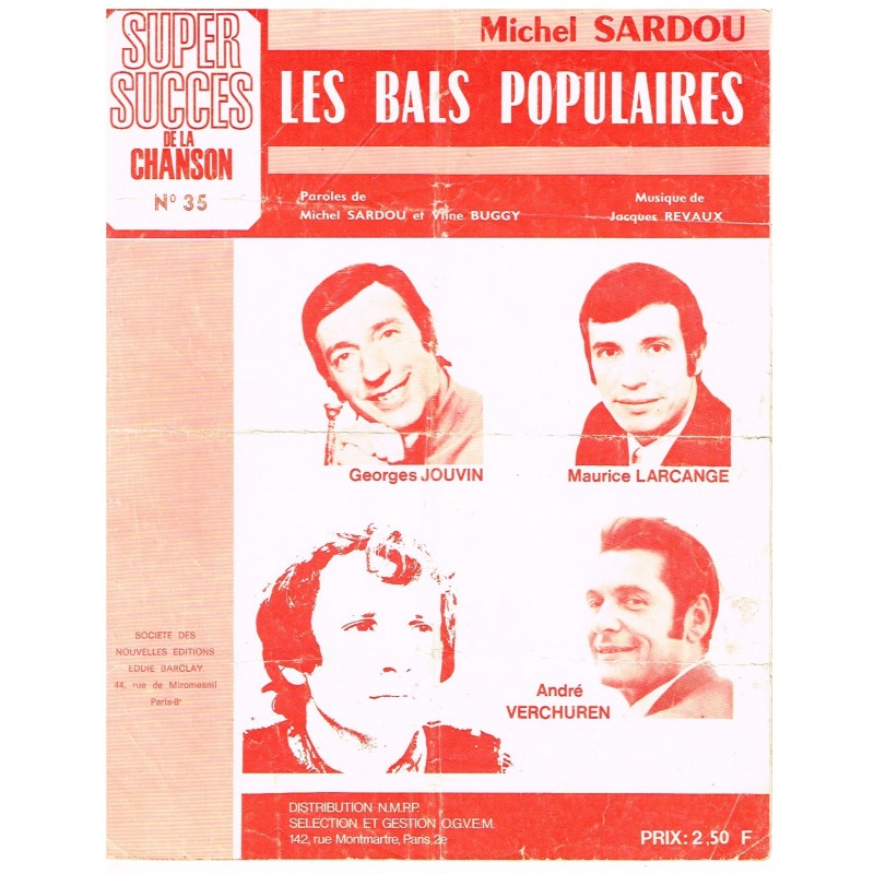 PARTITION MICHEL SARDOU - LES BALS POPULAIRES PARTITION MICHEL SARDOU - LES BALS POPULAIRES