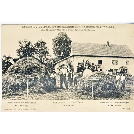 CARTE POSTALE PUBLICITAIRE - EFFETS DU SULFATE D'AMMONIAQUE SUR PRAIRIE  NATURELLE