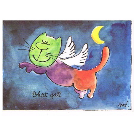 CARTE POSTALE CHAT GALL SIGNEE SINE