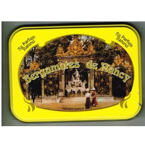 BOITE METAL BERGAMOTES DE NANCY AU PARFUM NATUREL.