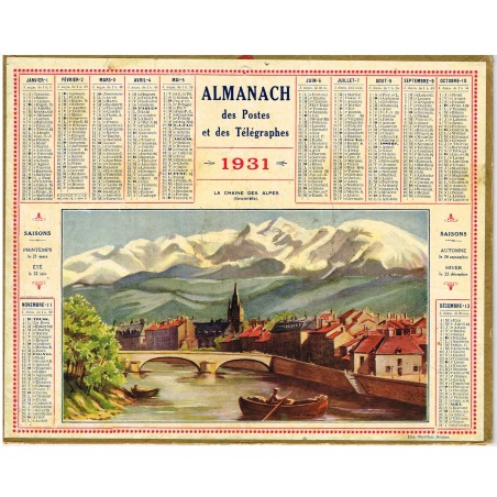 CALENDRIER ALMANACH DES POSTES ET DES TELEGRAPHES 1931