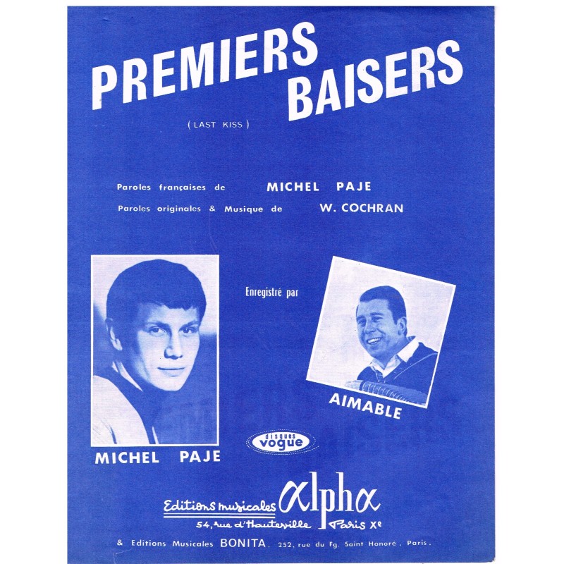 PARTITION DE MICHEL PAJE - PREMIERS BAISERS