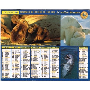 CALENDRIER ALMANACH DU FACTEUR 2000 ANIMAUX SAUVAGES