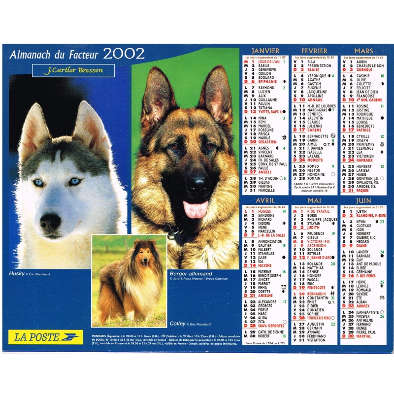 CALENDRIER ALMANACH DU FACTEUR 2002 -  CHIENS