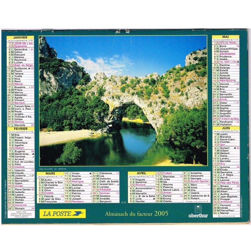 CALENDRIER ALMANACH DU FACTEUR 2005 - PAYSAGES