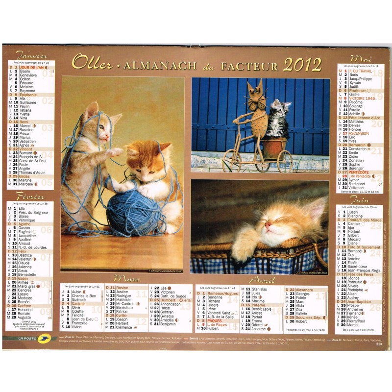 CALENDRIER ALMANACH DU FACTEUR 2012 - CHATONS