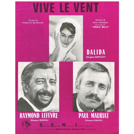 PARTITION DE DALIDA - VIVE LE VENT