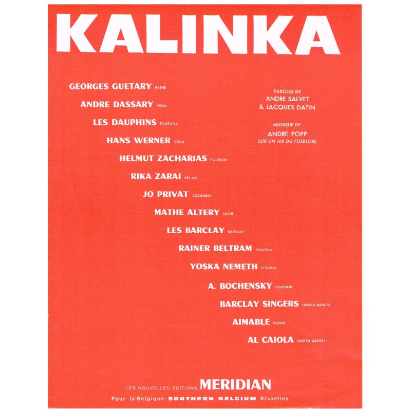 PARTITION DE GEORGES GUETARY - KALINKA